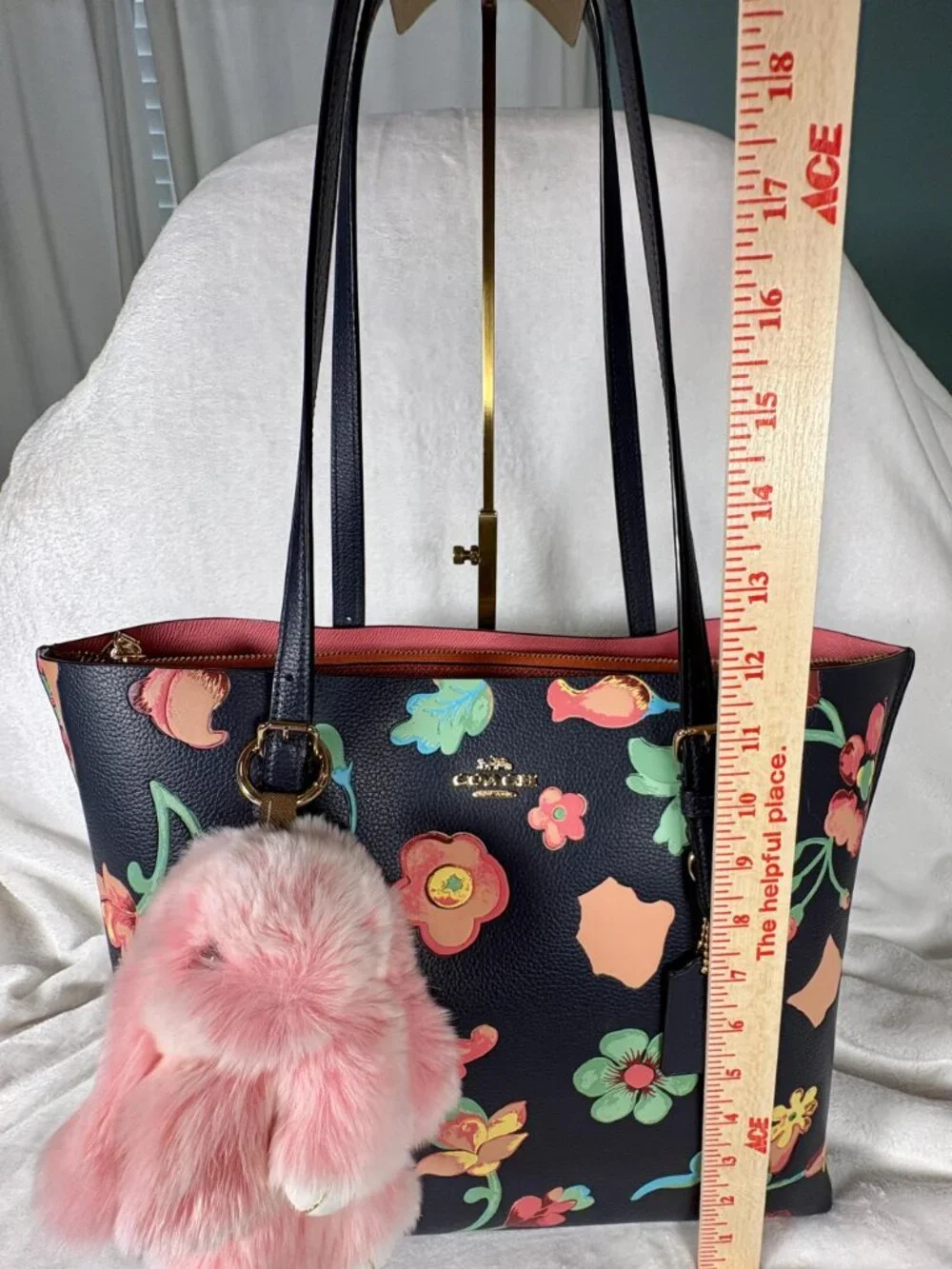 Coach Mollie Tote with Dreamy Land Floral Print and Bunny Lulu Charm - Picture 12 of 16